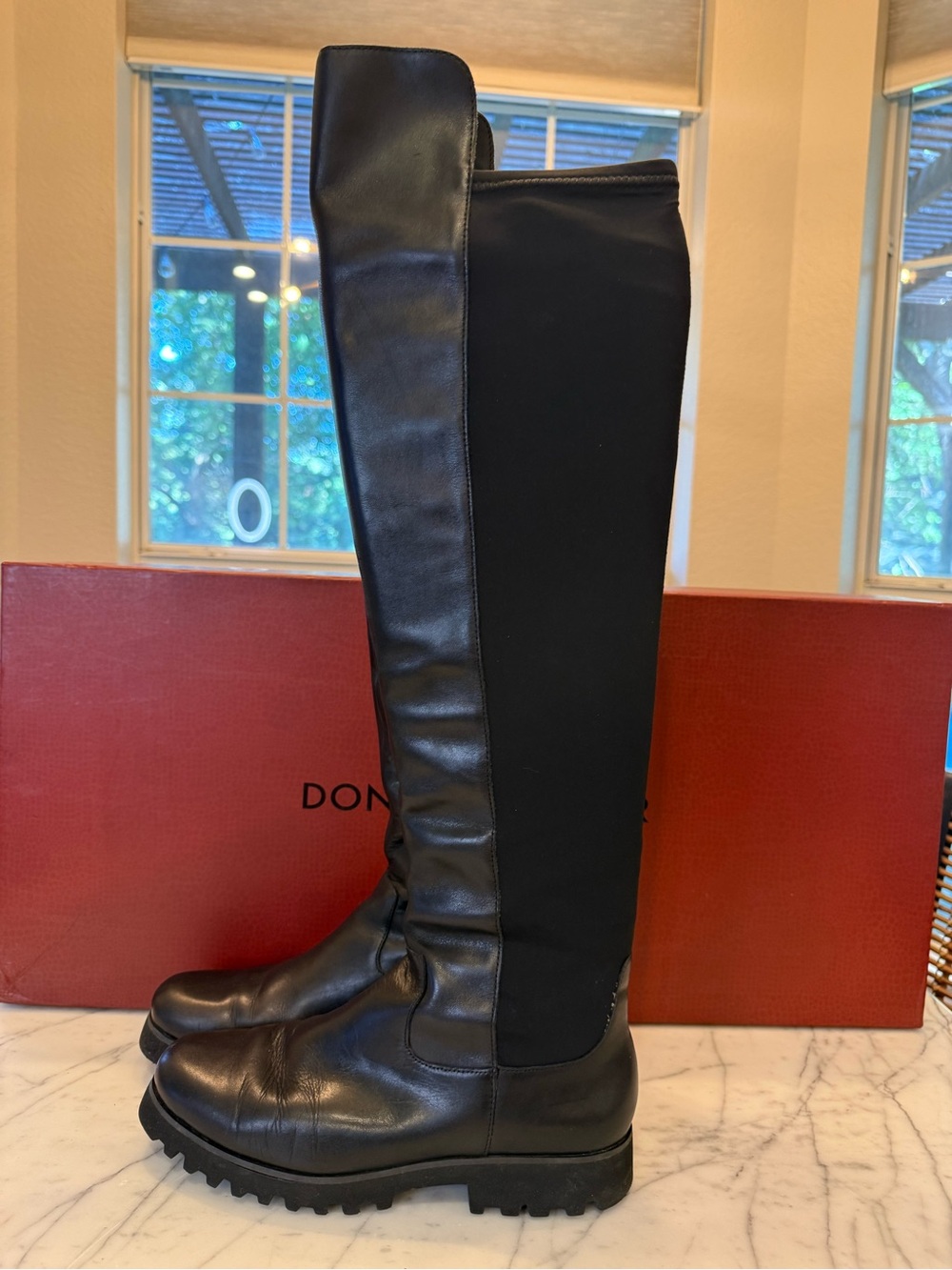 Donald J Pliner Black Knee-High Leather Riding Boots